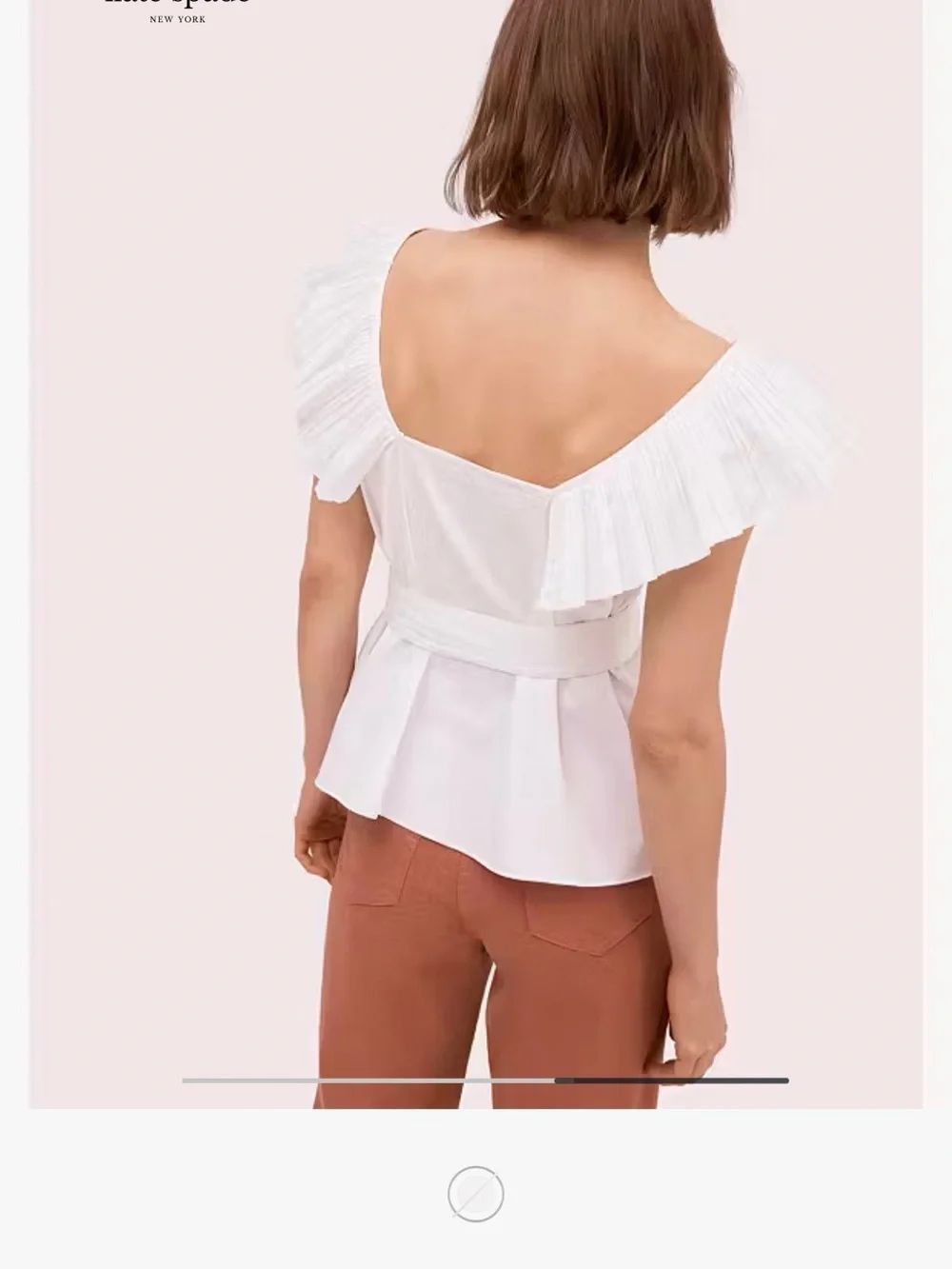 kate spade Ruffle Neck Tie Waist Top in White